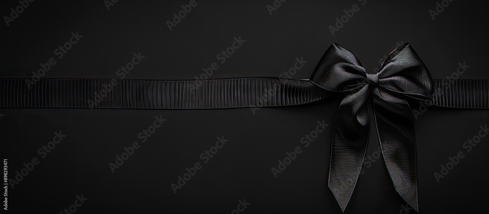 Aufkleber black ribbon and bow on black backdrop with copy space image representing shopping themes like black