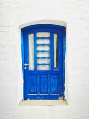 Typical blue door of the Greek islands