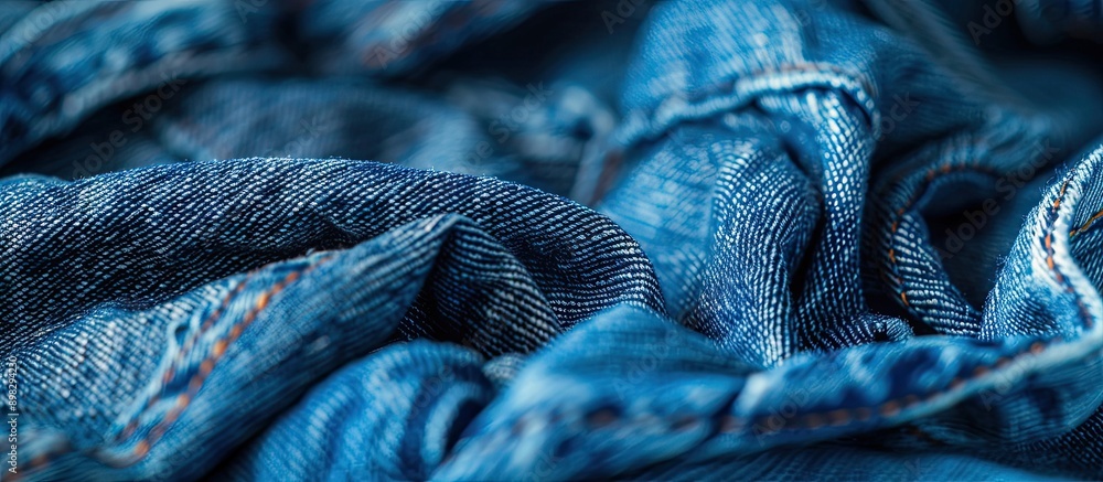 Poster denim jeans background with a blue color scheme showcasing a detailed texture of the denim fabric id