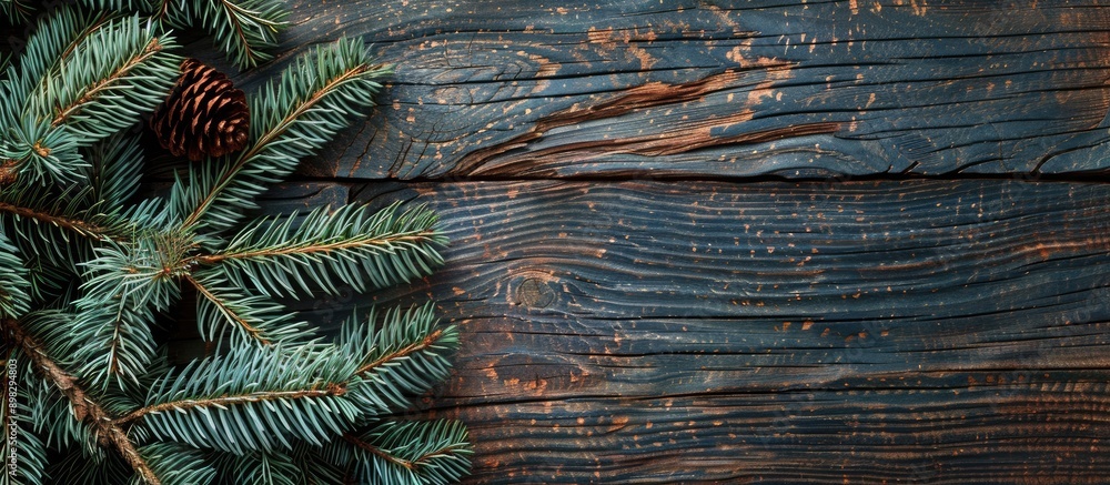 Leinwandbilder Close up macro shot featuring a vintage Christmas tree structure background perfect for designing with room for text or images a natural wood pattern. Creative banner. Copyspace image