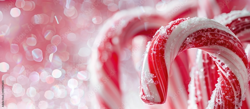 Poster close up view of candy canes with copy space image available