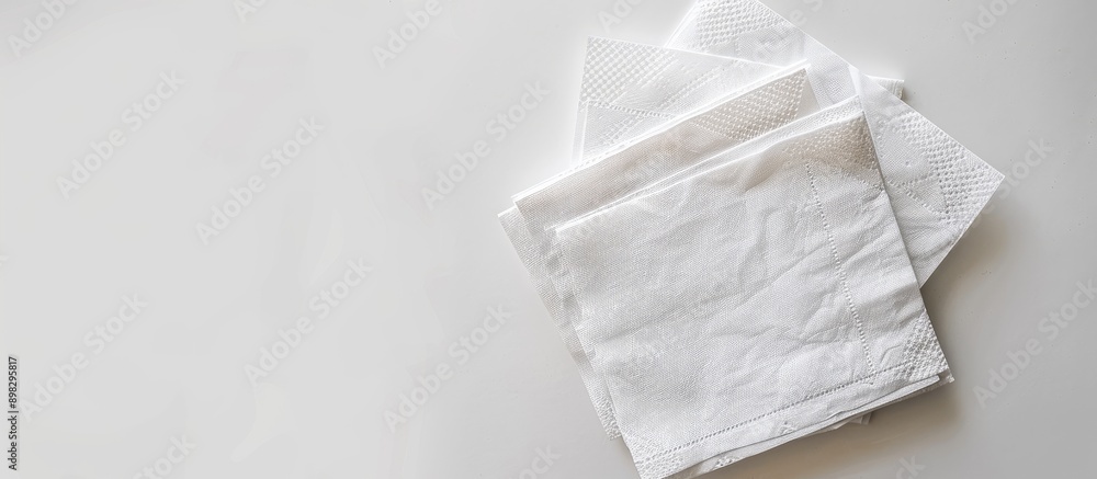 Poster Arrange white napkins on a blank background for a copy space image