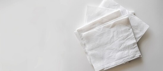 Obraz premium Arrange white napkins on a blank background for a copy space image