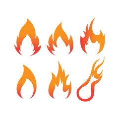 Fire flame icon set. Fire flames. Flame symbols. Fire silhouette. Set of red, orange, Black, and vector line fire flame. Collection of hot flaming elements. Fire, flame. Vector illustration.