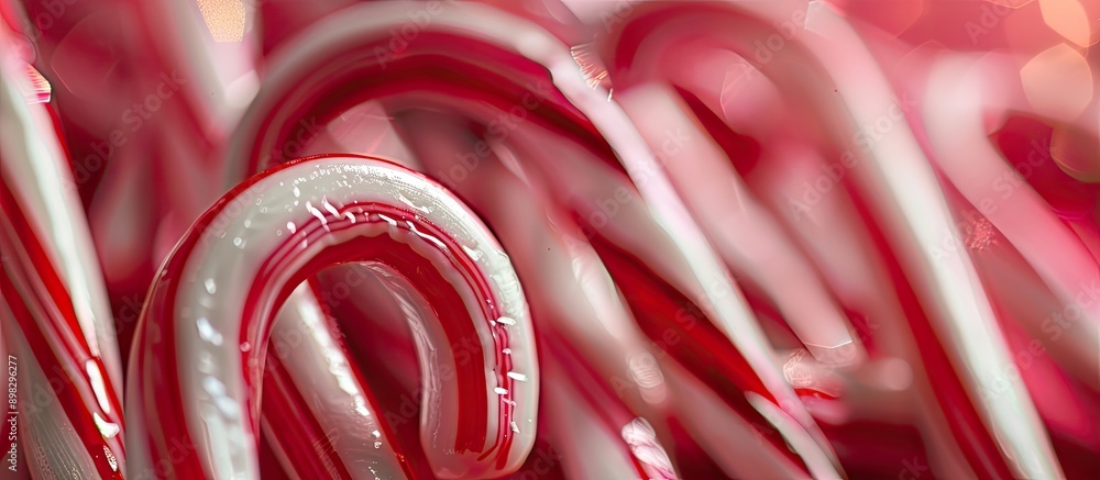 Poster close up view of candy canes with copy space image available
