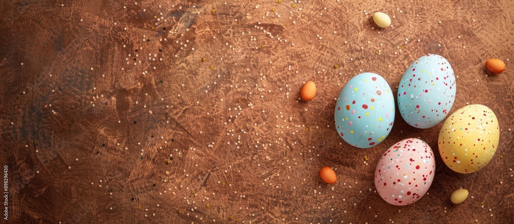 Poster cork background with easter egg copy space image