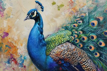 Fototapeta premium Peacock peacock painting drawing.