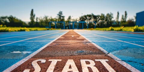 a running track with the text "START" 