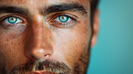 Obraz premium blue eyes, freckles He gazes into camera