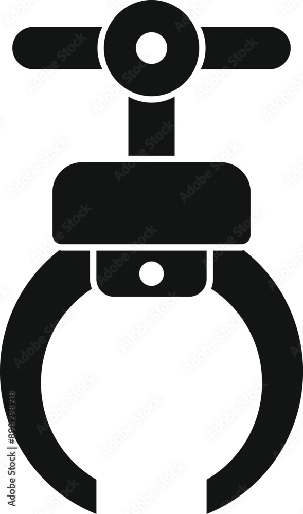 Poster simple vector icon of an industrial robot arm gripper holding an object
