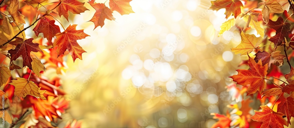 Aufkleber autumn foliage forming a framework with a copy space image