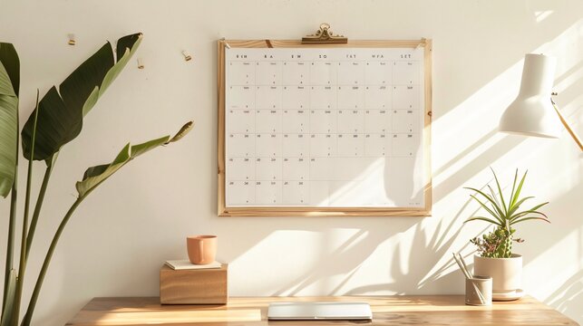 A minimalist wall calendar for keeping track of school events and assignments