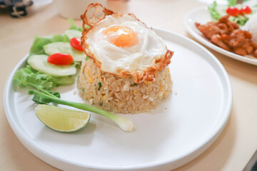stir-fried rice, stir fried rice or fried rice with sunny side up egg or fried egg