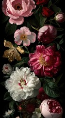 Impressionism dark wallpaper pattern flower plant.