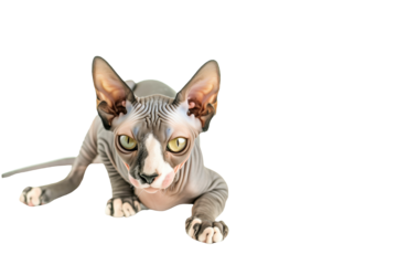 Sphynx cat in transparent bacground