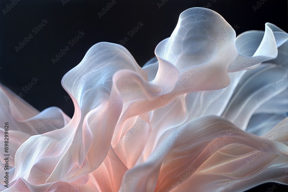 Aufkleber abstract soft waves of transparent fabric with light reflections in modern design