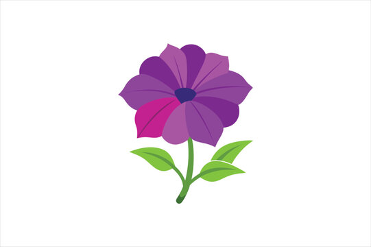 purple flower with green leaves on white clip art preview