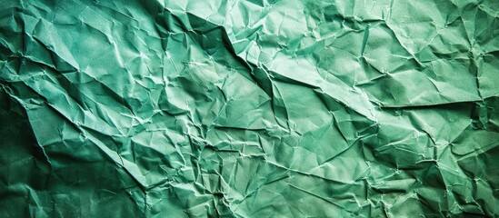 Crumpled green paper with a textured background ideal for copy space image