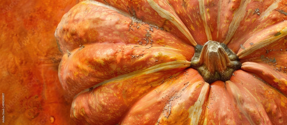 Poster top down view of an autumn pumpkin ideal for a copy space image