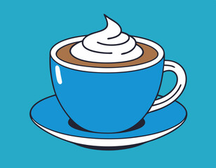 Whipped cappuccino coffee flat icon stock illustration