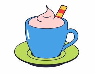 Whipped cappuccino coffee flat icon stock illustration