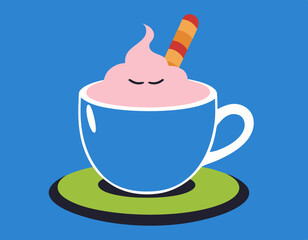 Whipped cappuccino coffee flat icon stock illustration