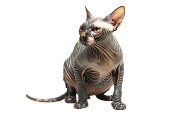 Sphynx cat in transparent bacground