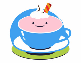 Whipped cappuccino coffee flat icon stock illustration