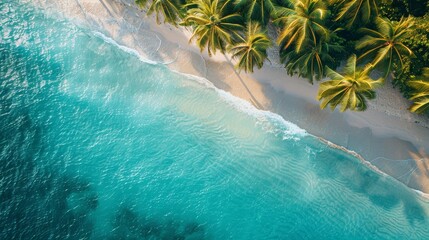 palm trees in foreground, water in near view