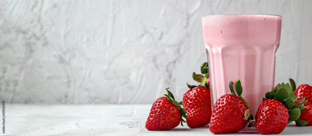 Aufkleber a delicious pink beverage made from strawberries and milk displayed on a white backdrop providing a 