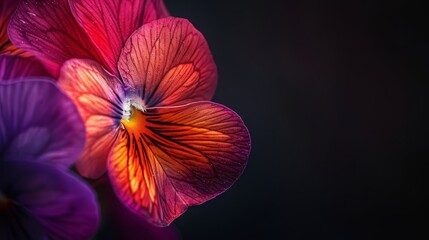 Fototapeta premium A tight shot of a purple flower with a contrasting red and yellow center