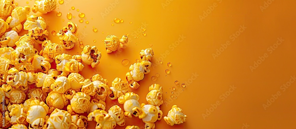 Poster a delightful snack made from popped corn coated in sweet caramelized syrup shown in a copy space ima
