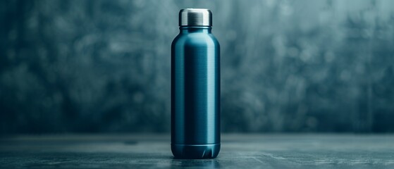 Macro shot of a highquality insulated water bottle, highlighting precise details and consistent design, high resolution, metallic tones 8K , high-resolution, ultra HD,up32K HD
