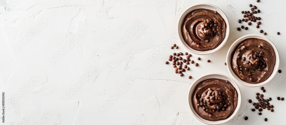 Poster adzuki bean tahini dip with copy space image on a white backdrop