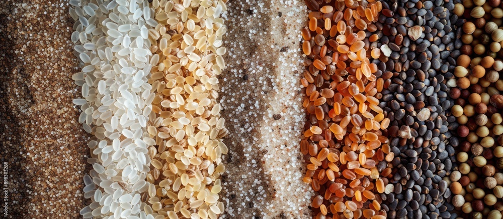Poster Close up of assorted grains creating a textured background with copy space image