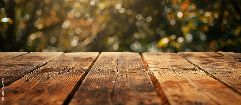Poster background displaying a textured wooden table in natural brown hues with copy space image