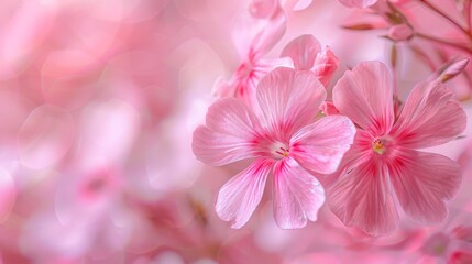  A tight shot of a pink blossom on a branch against a background blurred by soft, diffused light