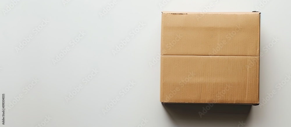 Poster brown cardboard box displayed on white background with copy space image available
