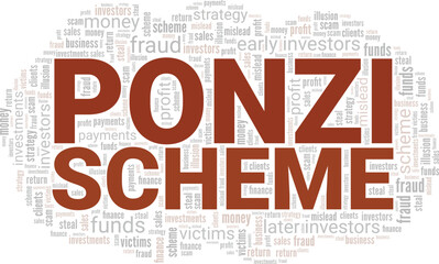 Ponzi Scheme word cloud conceptual design isolated on white background.