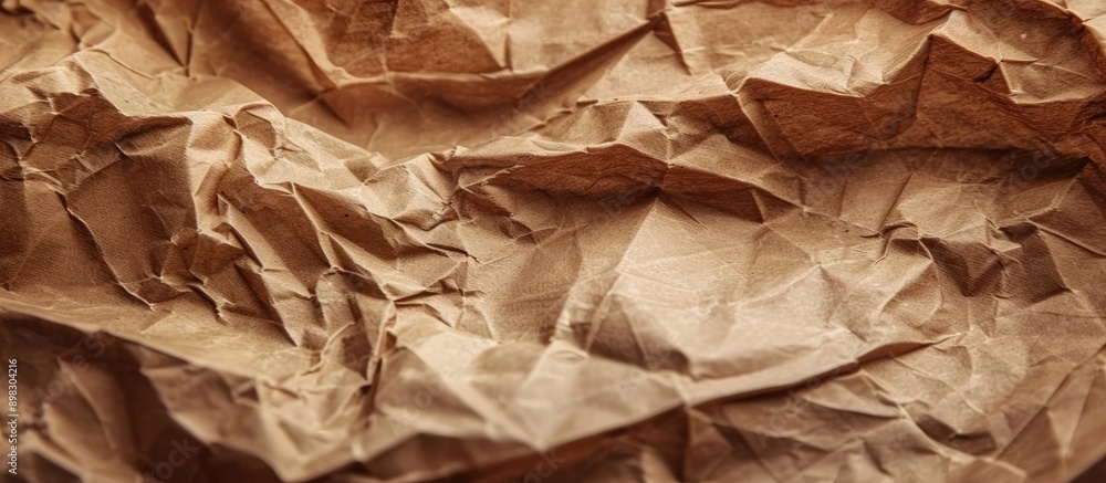 Leinwandbilder close up macro photograph of crumpled brown craft paper texture background with copy space image