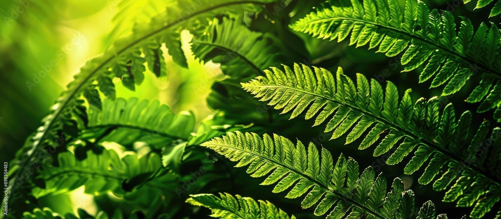 Poster close up of a stunning fern leaf texture in nature with a copy space image