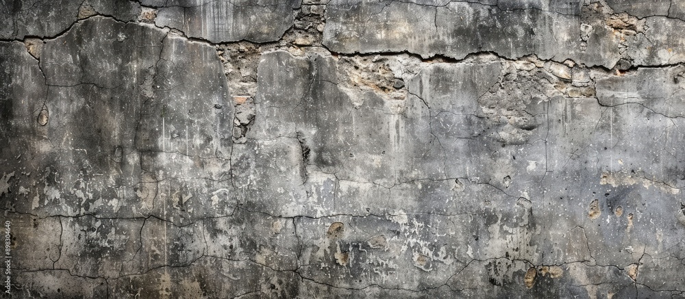Poster An aged wall with weathered cement providing a grungy backdrop with space for text or images displaying an abstract texture marked by numerous scratches. Creative banner. Copyspace image