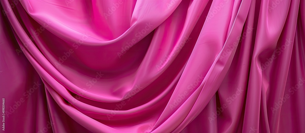 Aufkleber bright pink curtain fabric draped with elegant folds creating a vibrant copy space image