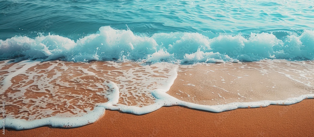 Poster black sea beach showing serene waves and sandy texture backdrop for summer vacation with an adventur