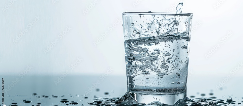 Aufkleber a complete glass of water with a blank background for any text or image. creative banner. copyspace 