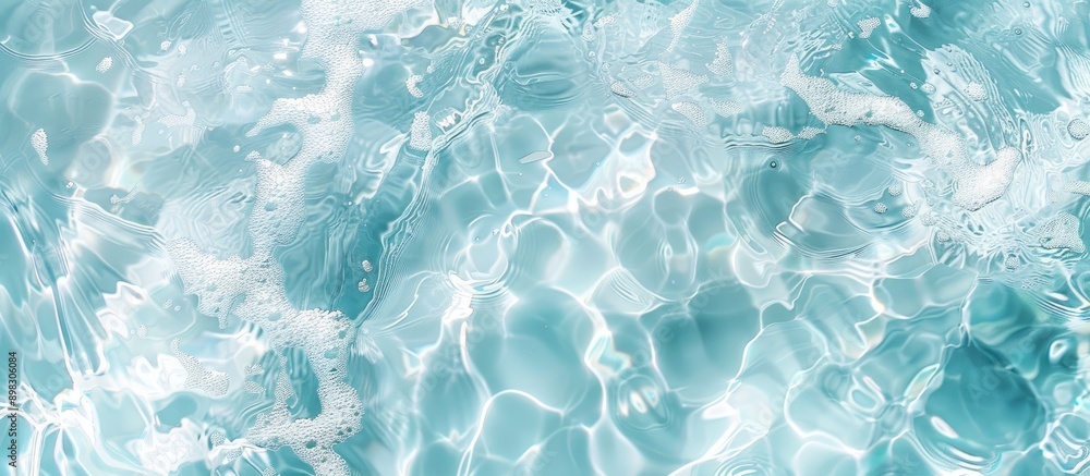 Leinwandbilder top view of a clear water surface creating a rippled effect against a light blue backdrop with a spa