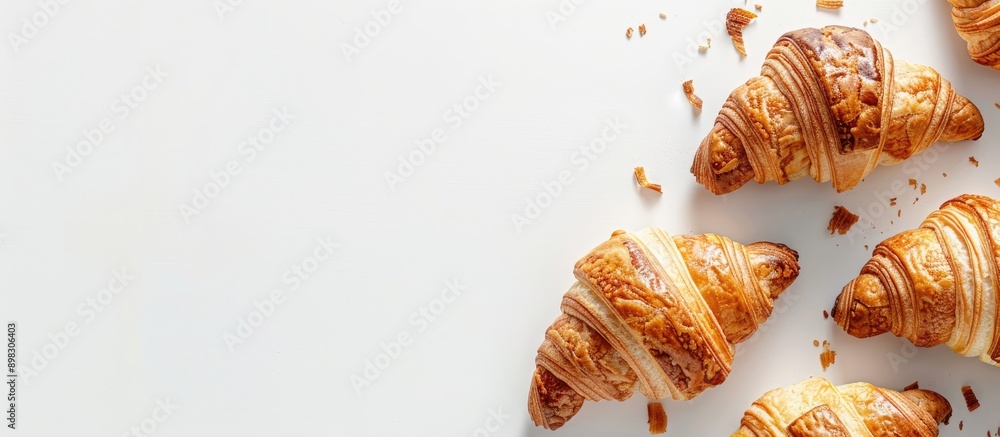 Poster Croissants with copy space image on a clean white backdrop