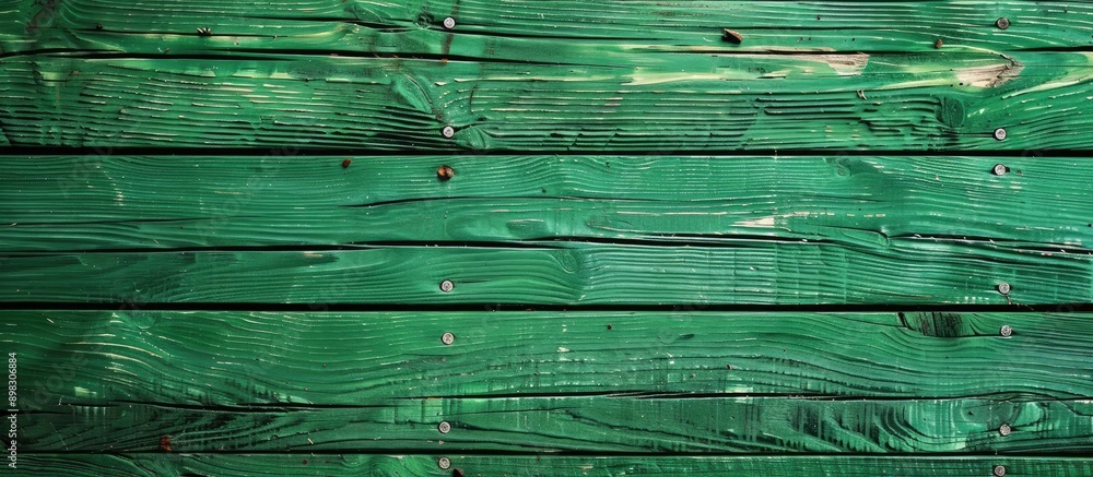Poster Close up textured wooden background in a vibrant green shade with copy space image
