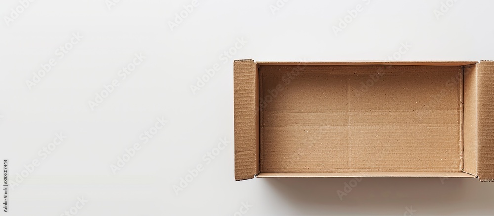 Poster brown cardboard box displayed on white background with copy space image available