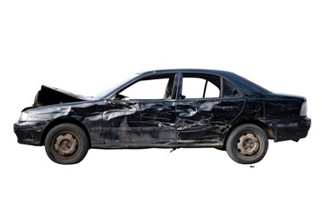 Damaged black car accident vehicle